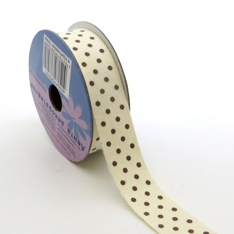 Лента декоративная "Рукоделие" PCRN-001 Горошек (кор.)15мм х 3м