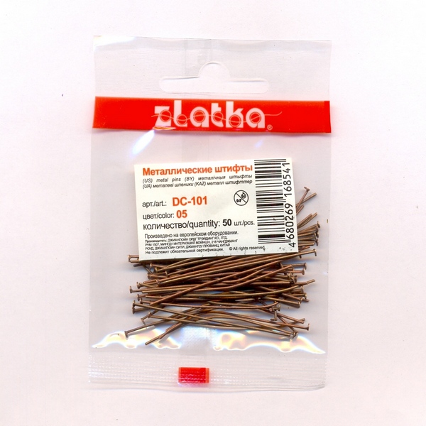 Штифт гвоздик DC-101 "Zlatka" 50 мм 50 шт/упак №05 под медь