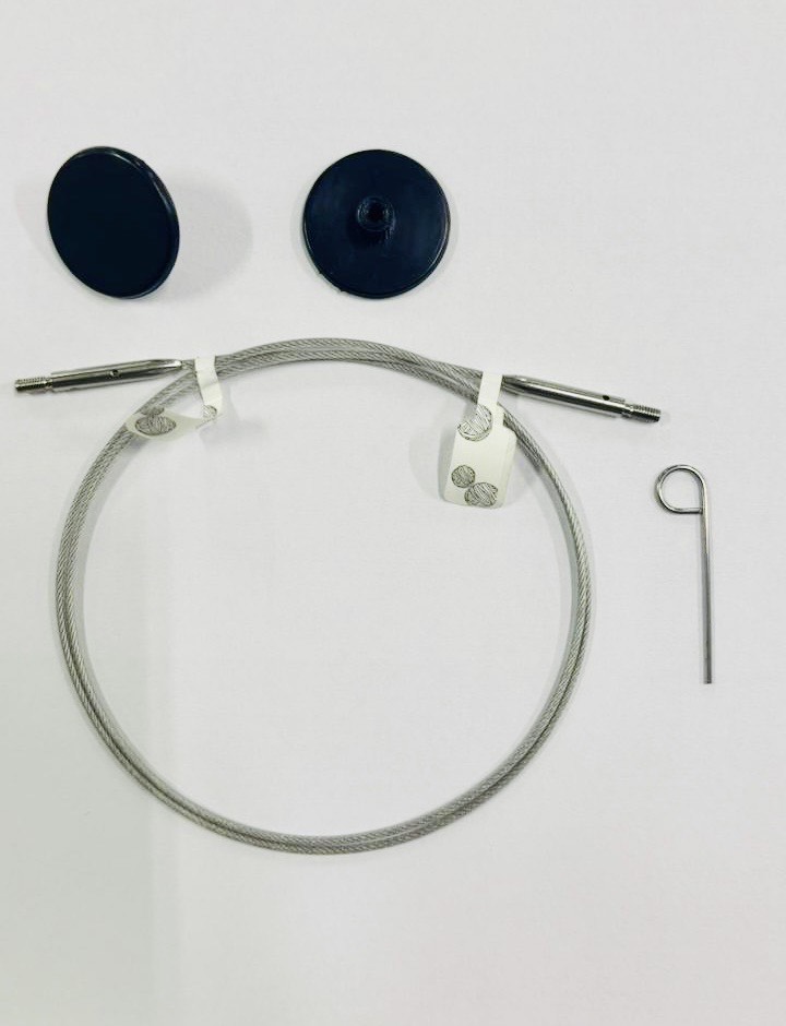 Набор GlideX: прозрачный тросик 20 см, 2 заглушки и 1 кабельный ключик Knitpro, 10652