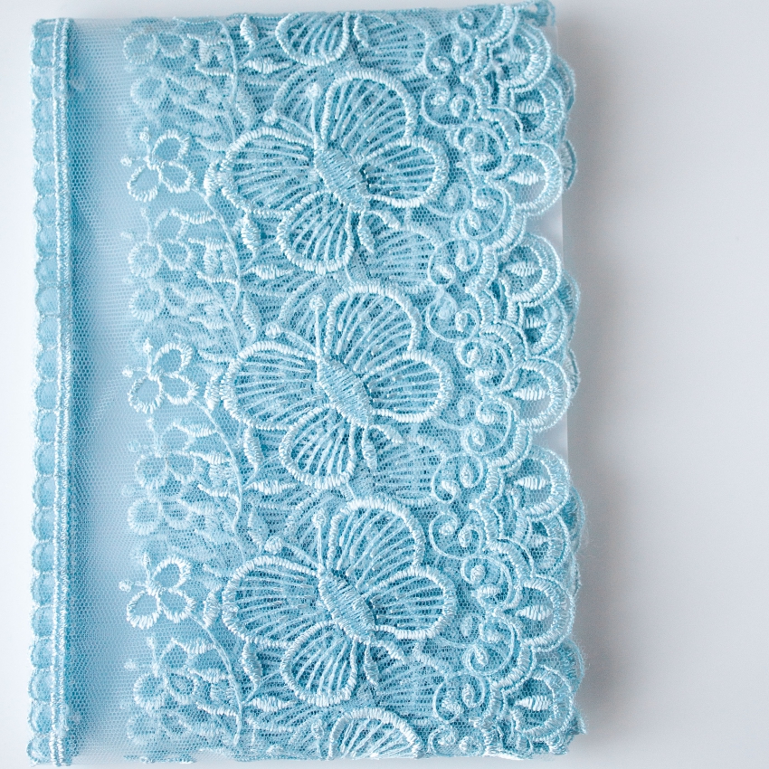 Кружево на жесткой сетке Exclusive арт.TBY 3BS228W1 шир.120мм цв.B1515 голубой уп.13,71м