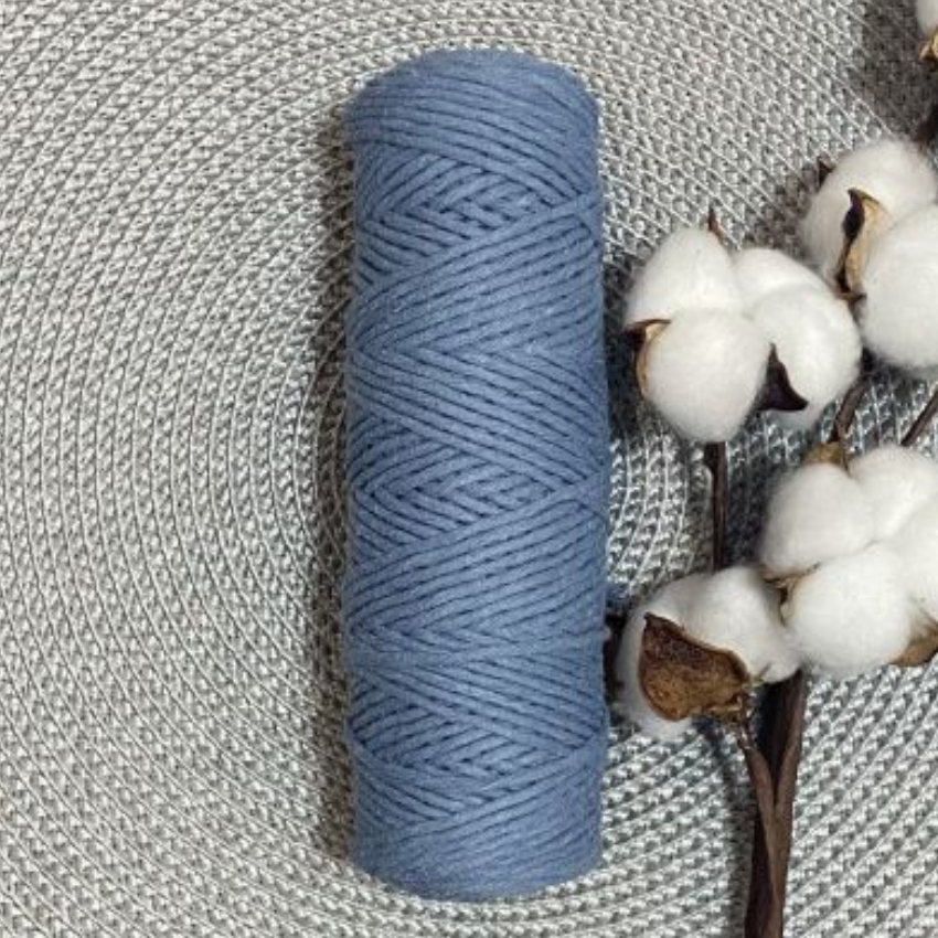 Шпагат хлопковый крученый 3мм (джинс) 100м