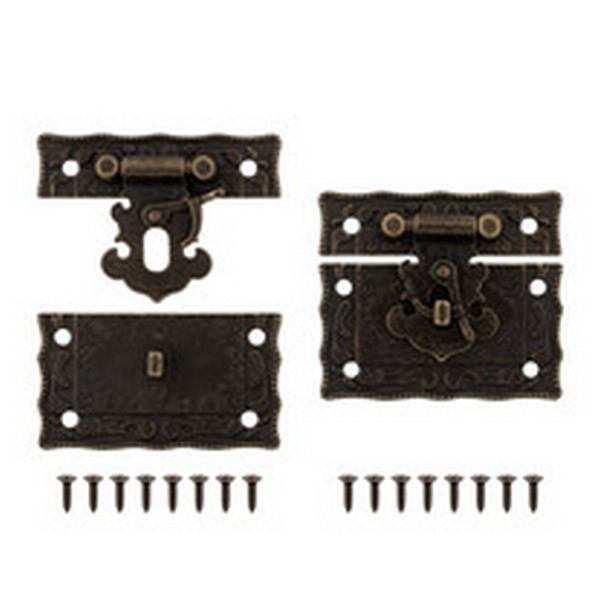Фурнитура для декоративной отделки "Промысел" WF-002 "замок"  5 х 4.2 см.- 2 шт. №001 бронза