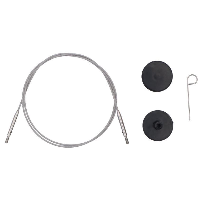 Набор GlideX: прозрачный тросик 56 см, 2 заглушки и 1 кабельный ключик Knitpro, 10654