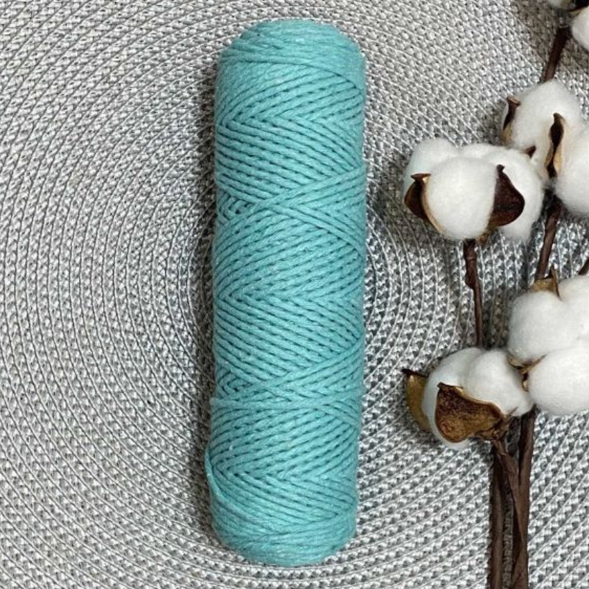 Шпагат хлопковый крученый 2мм (мятный) 100м