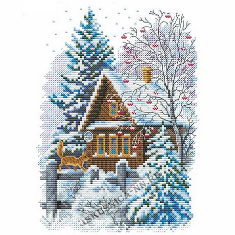 Набор для вышивания «Искусница» 4121 Зимой на даче 14*20 см