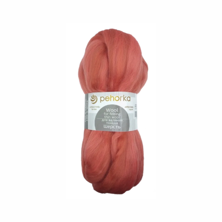Шерсть для валяния 100% тонкая шерсть, 50 г, №0684  тоффи , упак (10шт.)