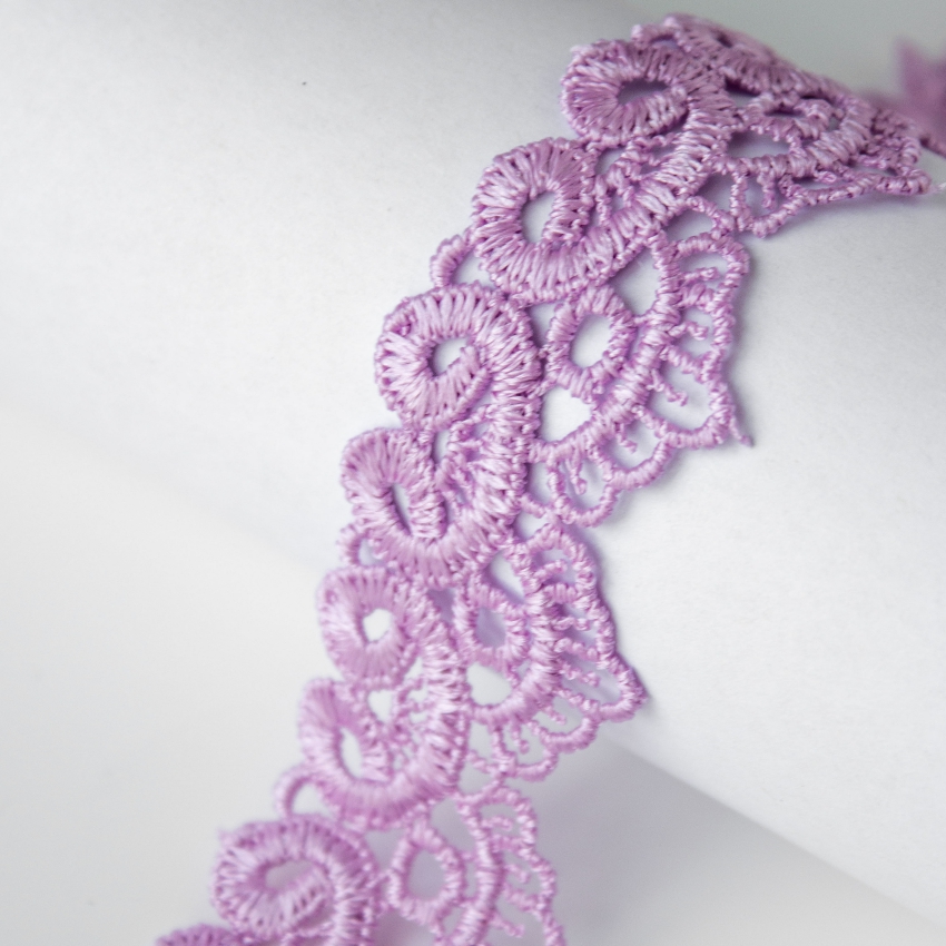 Кружево гипюр арт.TBY-KB-22  шир.30 мм  цв.3112 (сирень) , уп.13.71 м