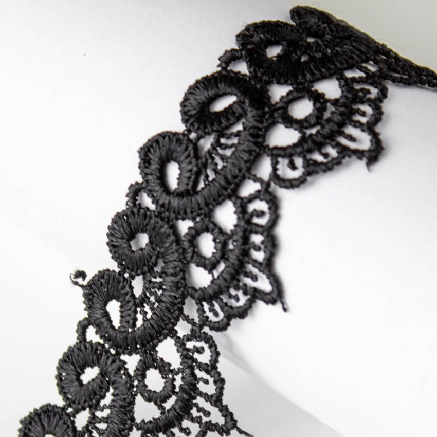 Кружево гипюр арт.TBY-KB-22  шир.30 мм  цв.черный , уп.13.71 м