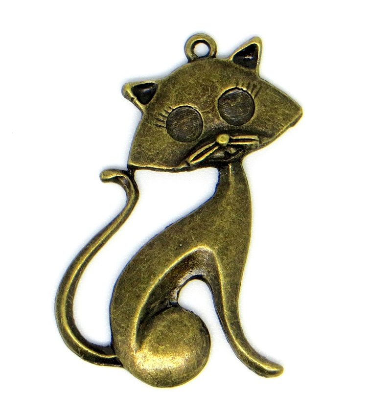 Металлические шармы "Рукоделие" MPR017 Кошечка, 48х31мм