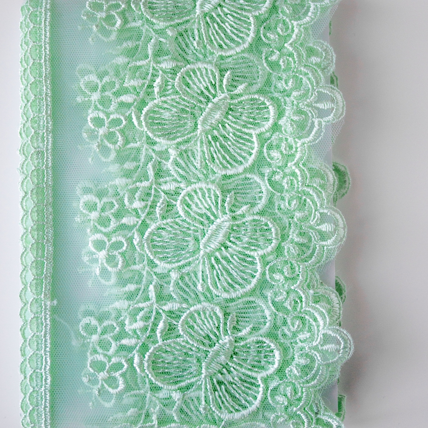 Кружево на жесткой сетке, G5415 мятный 12*270 см
