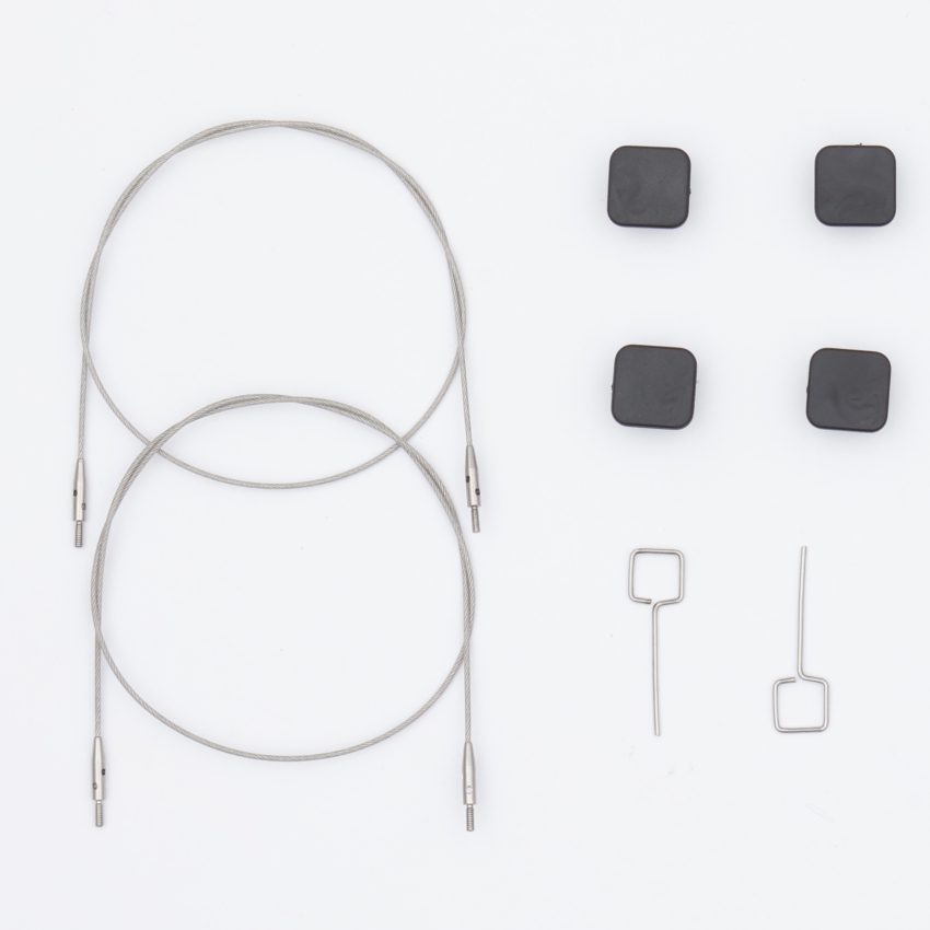 Набор Petite: 2 тросика 15 см, 4 заглушки и 2 кабельных ключика Knitpro, 10543