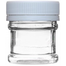 Банка прозрачная 25 мл горло 38 мм + крышка белая 38 мм
