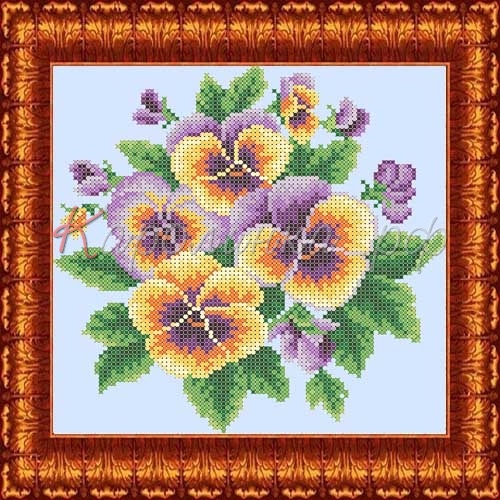 Рисунок-схема на ткани «Каролинка» КБЦ 4001 Анютины глазки Рисунок-схема на ткани «Каролинка» КБЦ 4001 Анютины глазки