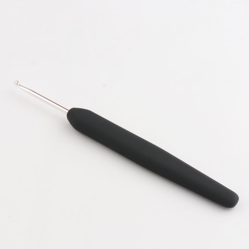 Крючок алюминиевый для вязания с эргономичной черной ручкой, серебристый цвет, 2.75мм, KnitPro,30897