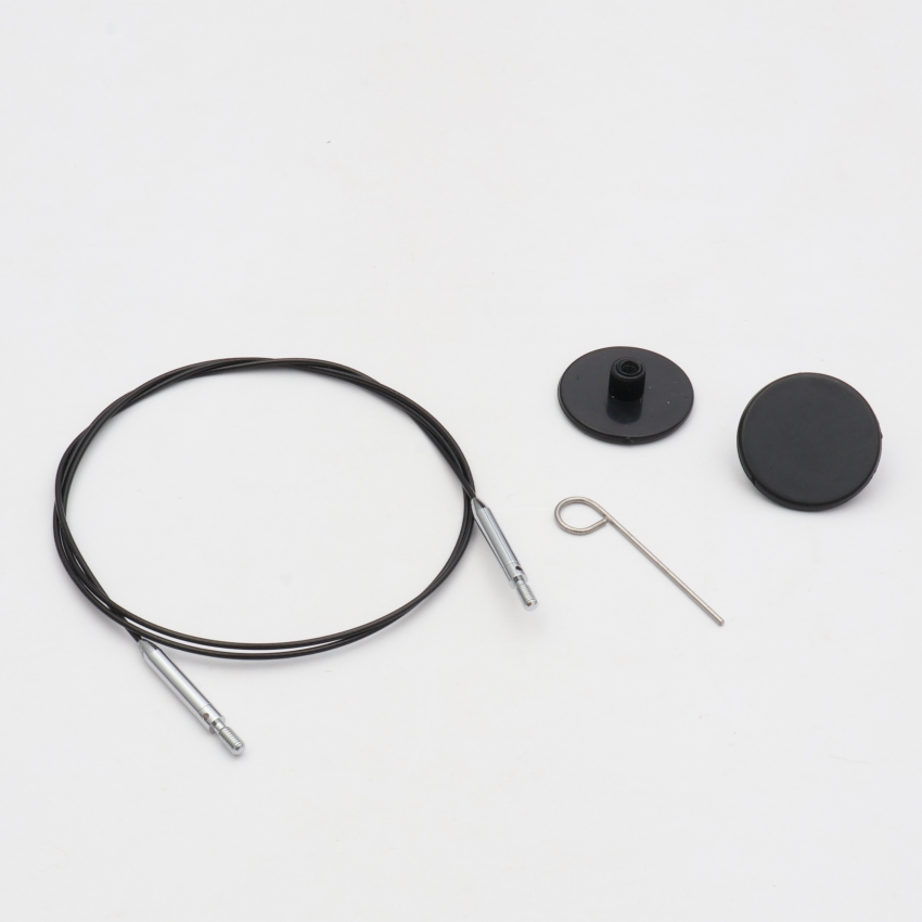 Набор Thin & Flex: черный вращ. (360°) тросик 56 см (80 см), 2 загл. и каб. ключик KnitPro,10594