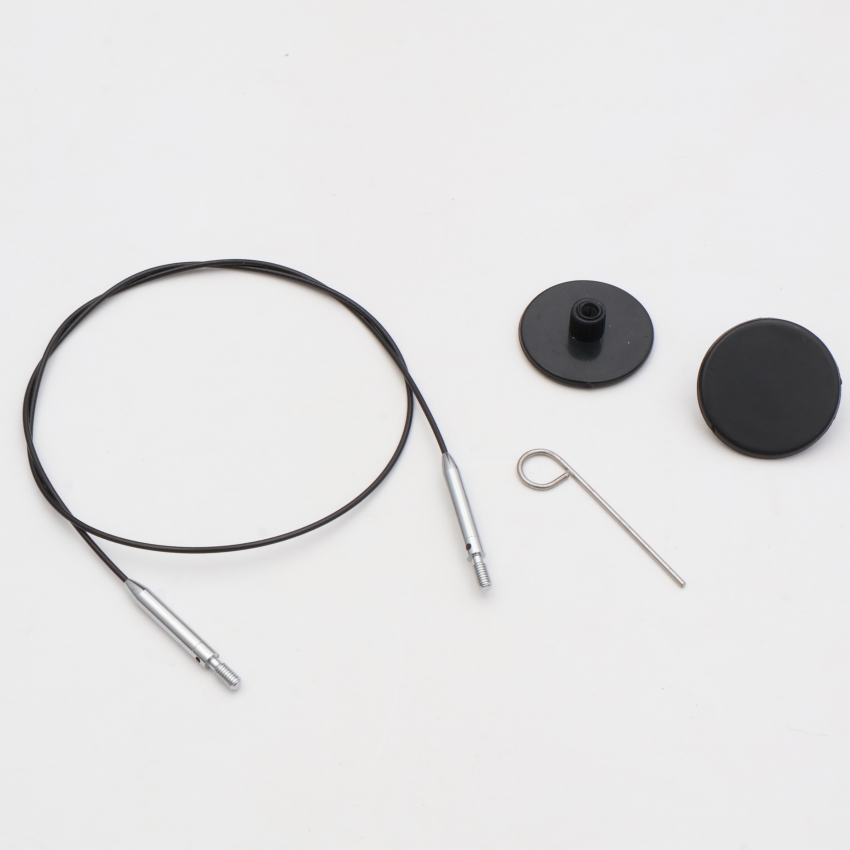 Набор Thin & Flex: черный вращ. (360°) тросик 35 см (60 см), 2 загл. и каб. ключик KnitPro,10593