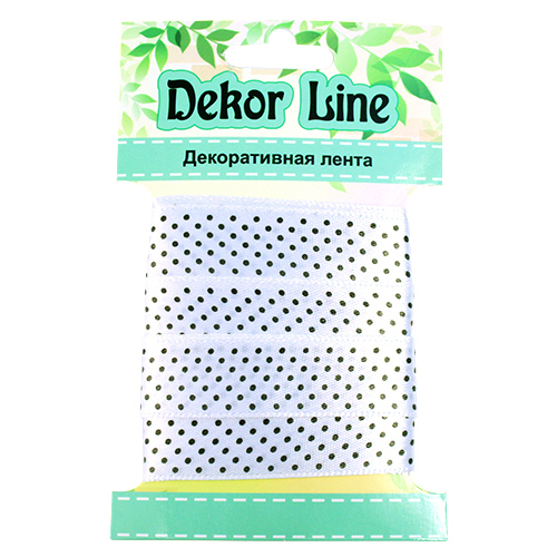 Лента атласная 'Горошек', 15 мм*3 м чёрно-белый