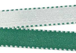 Лента атласная двухцветная FSM, 10мм*20м (053 зеленый белый)