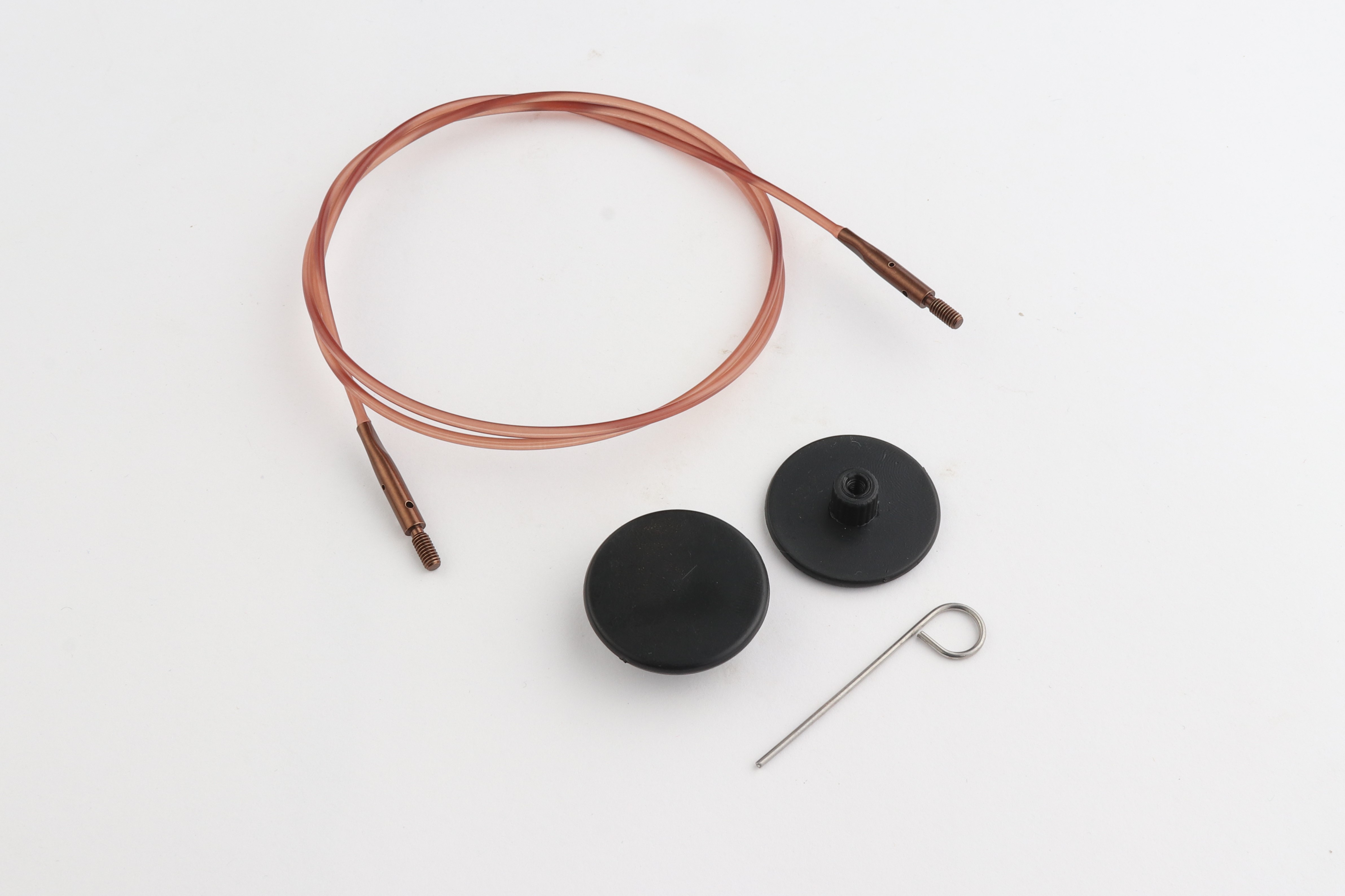 Набор: коричневый тросик 56см (80см), заглушки и кабельный ключик KnitPro, 31294