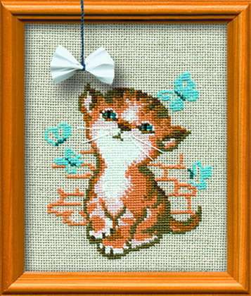 Набор для вышивания «Сотвори Сама» 671 Котёнок с батинком 15*18 см