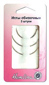 Иглы ручные "Hemline" 218 в блистере 3-х обивочных иглы