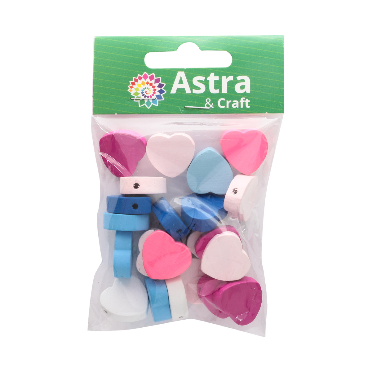 Бусины деревянные Astra&Craft 4AR405 , цветной микс,сердечки, 15гр/упак,  Бусины деревянные Astra&Craft 4AR405 , цветной микс,сердечки, 15гр/упак,