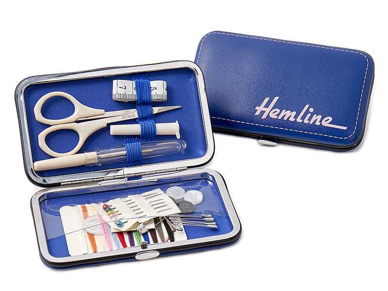 Швейный набор из искусственной кожи, синий, с логотипом Hemline