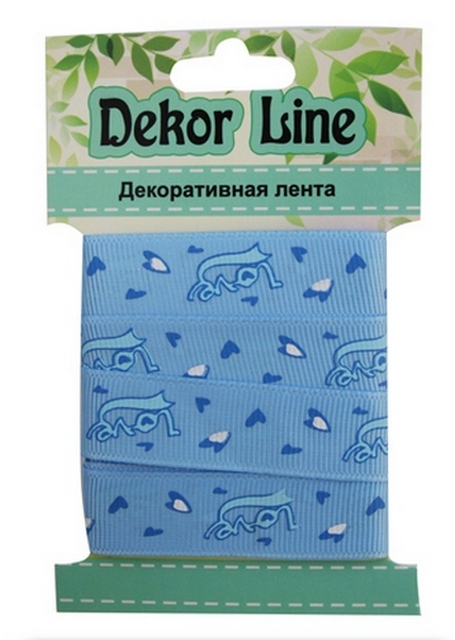 Лента репсовая "Love", 15мм*3м цв. голубой