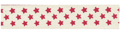 Лента декоративная "Gamma" с рисунком CLP-161 Z1 001/065, Звезды, красный  фас. 16 мм   3м