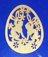 Подвеска резная Зайчики 12см