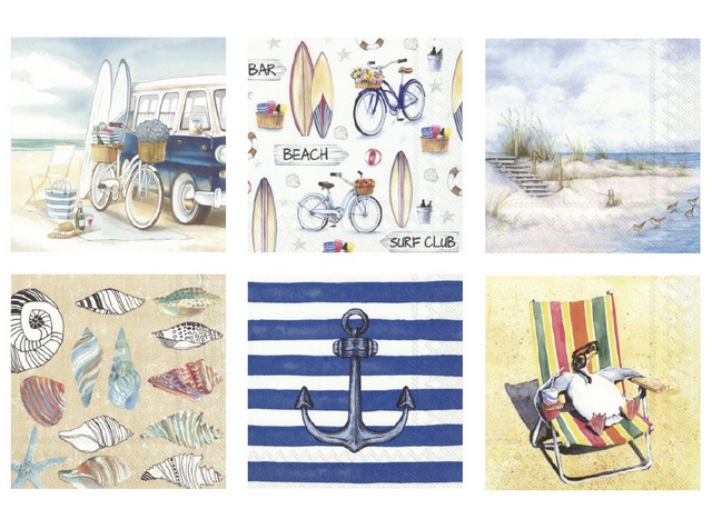 Салфетки бумажные "Love2art"ассорти  SDS №49 33х33 6 шт. "После серфинга"