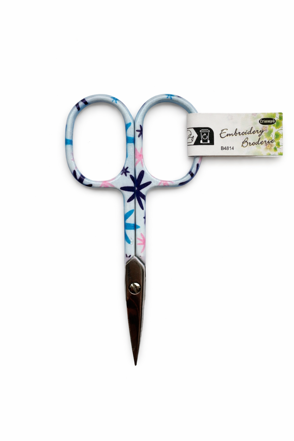 Ножницы для вышивания с цветочным принтом B4814 голубые 9,5 см