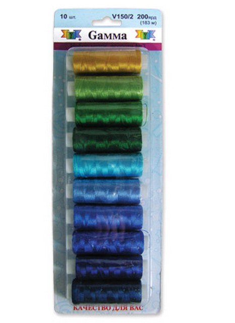 Нитки для вышивания "Gamma" V150/2 ассорти 100% вискоза, 10 х 200я/183 м, ассорти № 3