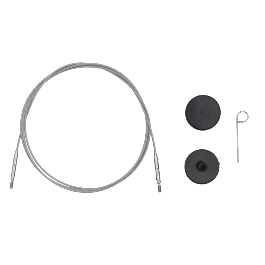 Набор GlideX: прозрачный тросик 94 см, 2 заглушки и 1 кабельный ключик Knitpro, 10656