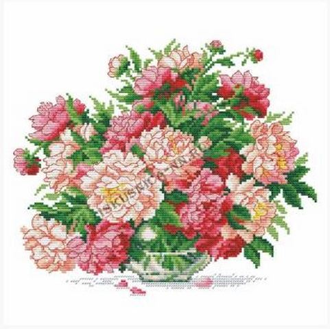 Набор для вышивания «Искусница» 5030 Большой букет пионов  20,5*24,5см