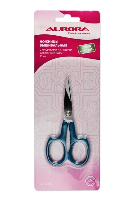 Ножницы "Aurora" AU 407SE вышивальные с насечками на лезвиях 11 cm