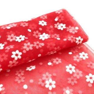 Фатин в цветочек  мягкий, 50см*75см, 100 % п/э, цв. красн.