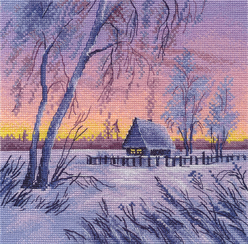 Набор для вышивания «Овен» 1669"Зимний вечер" 18×18 см