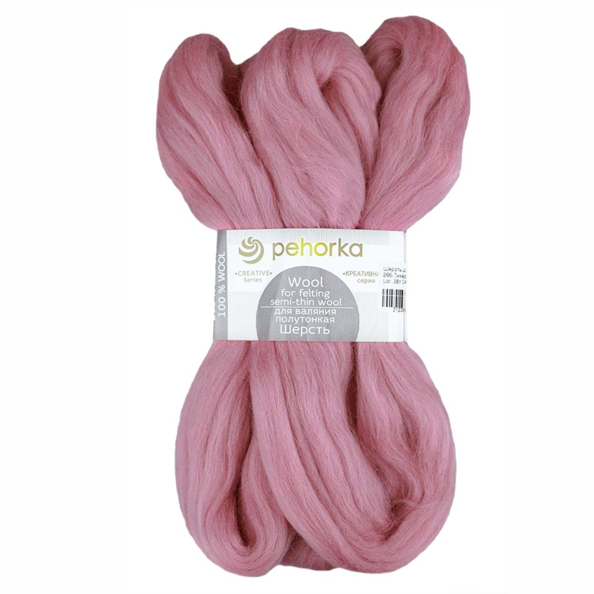 Шерсть для валяния 100% полутонкая шерсть, 50 г, №0266 ликер , упак (10шт.)
