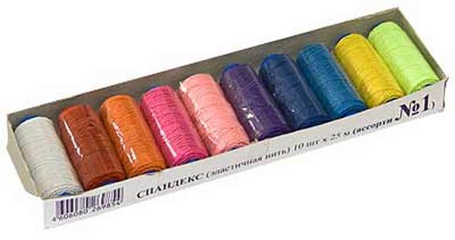 Нитки швейные эластичные "Gamma" ЕТ-10 Спандекс, 10 х 25 м, №1 ассорти