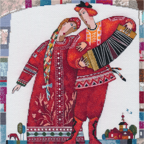 Набор для вышивания «Овен» 1749 "Играй, гармонь " 25 х 25 см.