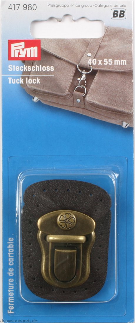 Портфельный замок для пришивания, цвет состаренной латуни/