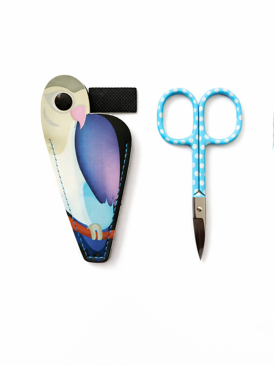 Ножницы для вышивания в чехле "Попугай" B4849 синие в белый горошек 9,3 см,