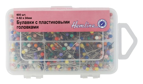 Булавки с круглыми головками в пластиковом органайзере «Hemline» 668.600