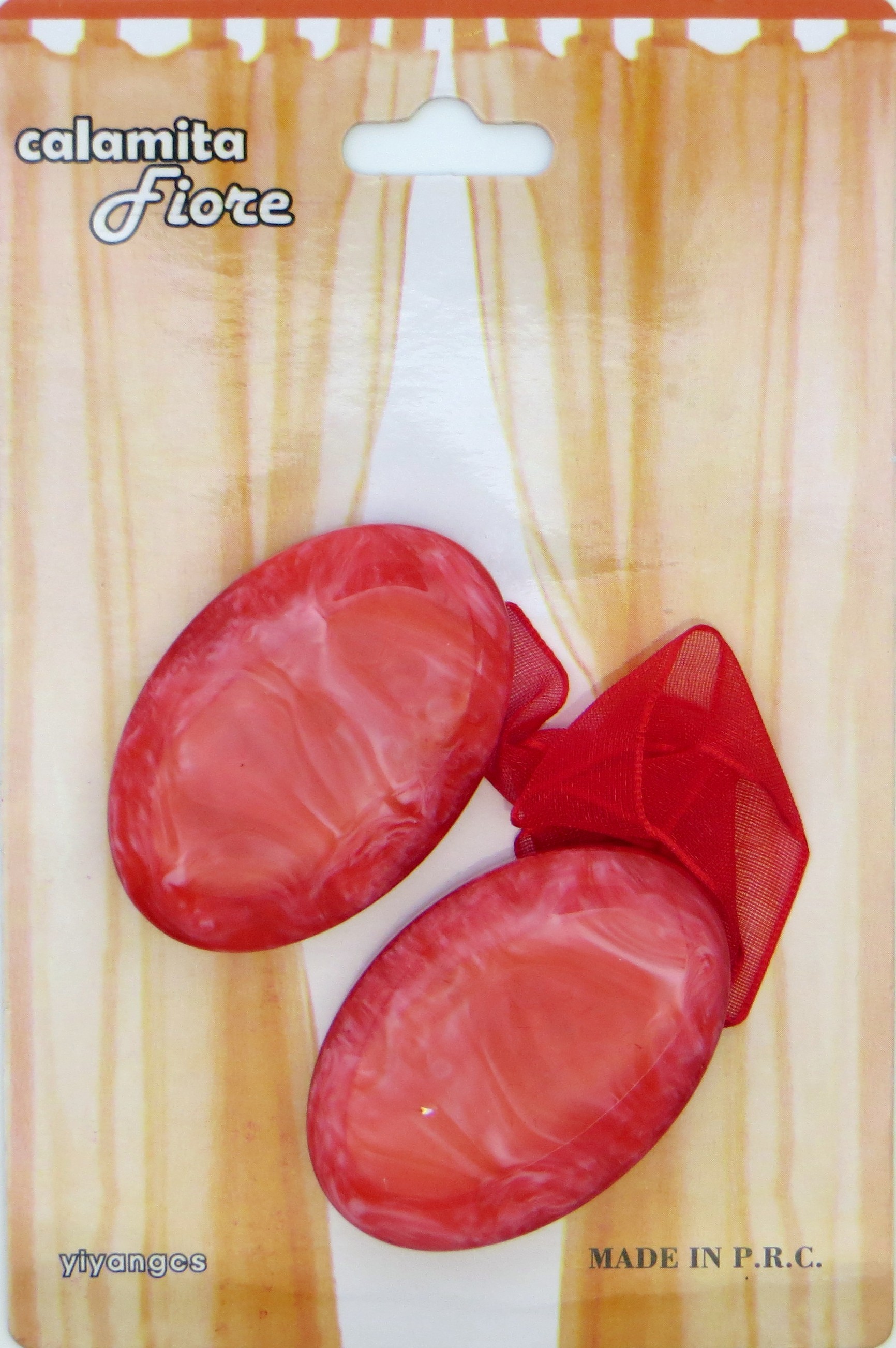 Прихваты для штор MH на магнитах №6-03 овал, красный , блистер