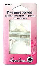 Иглы ручные "Hemline" 208.8  заостренные N8  упак.-20 шт.