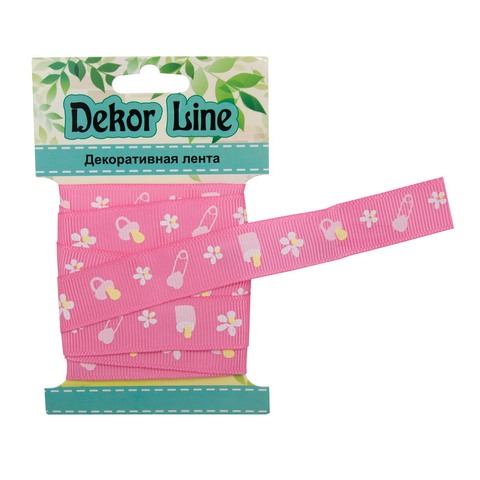 Лента репсовая "Детская", 15мм*3м , цв.розовый