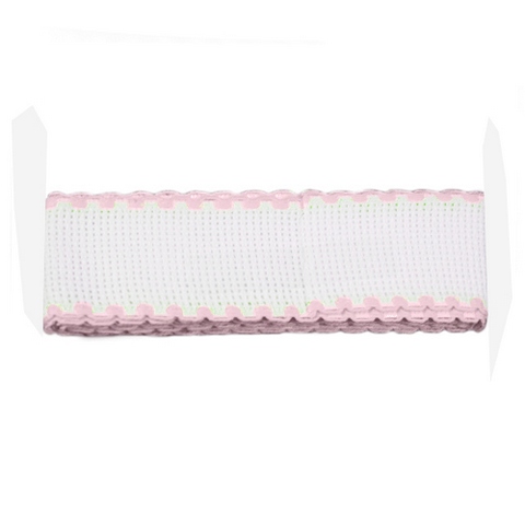 Канва ленточная "Bestex" 7707138, 100% хлопок, 1,5м х 3,5 см, цвет белый/розовый
