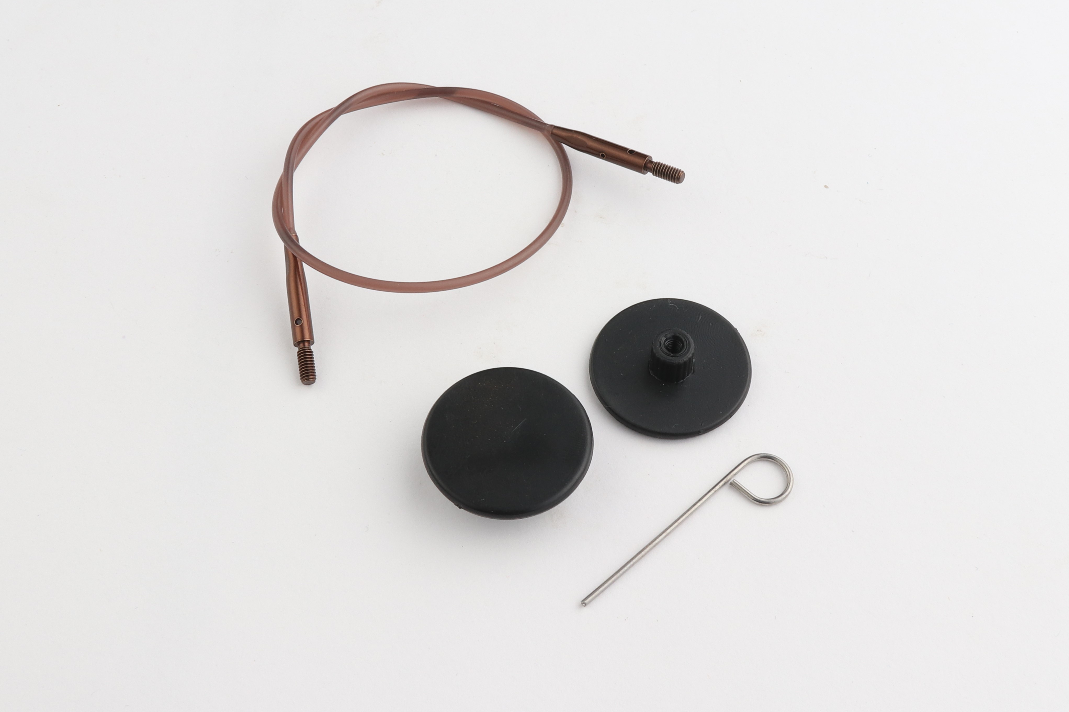 Набор: коричневый тросик 20см (40см), заглушки и кабельный ключик KnitPro, 31291