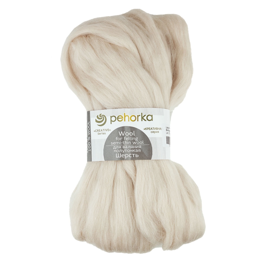 Шерсть для валяния 100% полутонкая шерсть, 50 г, №0089 фрез,упак (10шт.)
